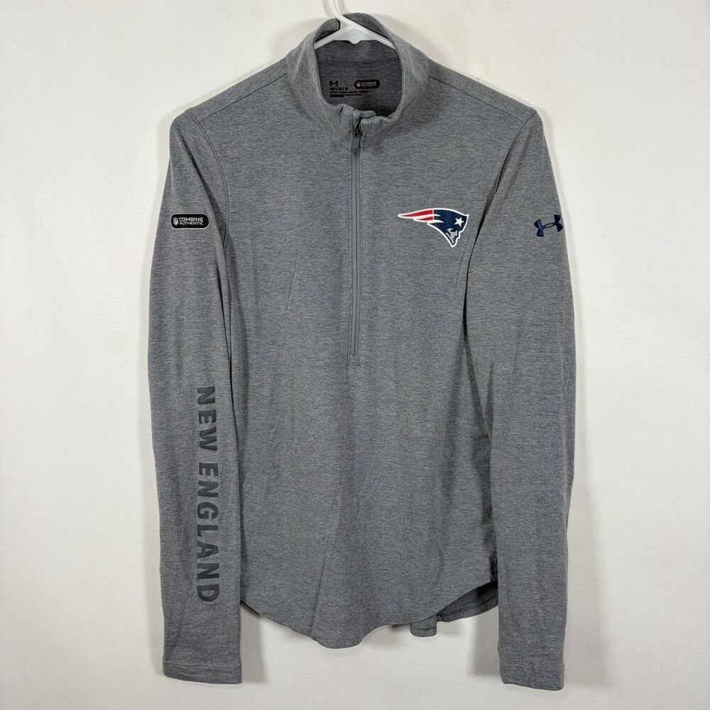 New England Patriots Under Armour 1/2 Zip Pullover Womens Medium Gray Combine